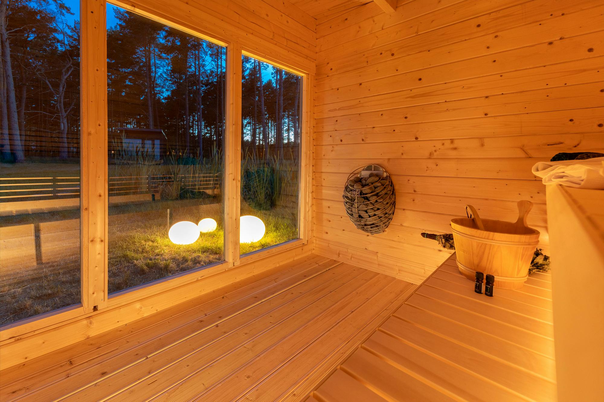 Jari 6-8 Person Large Outdoor Log Cabin Sauna with Changing Room (14.8m²)