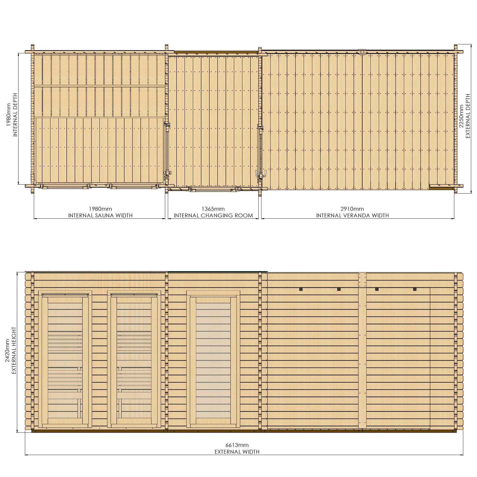 Novi Outdoor Sauna With Changing Room and Large Veranda