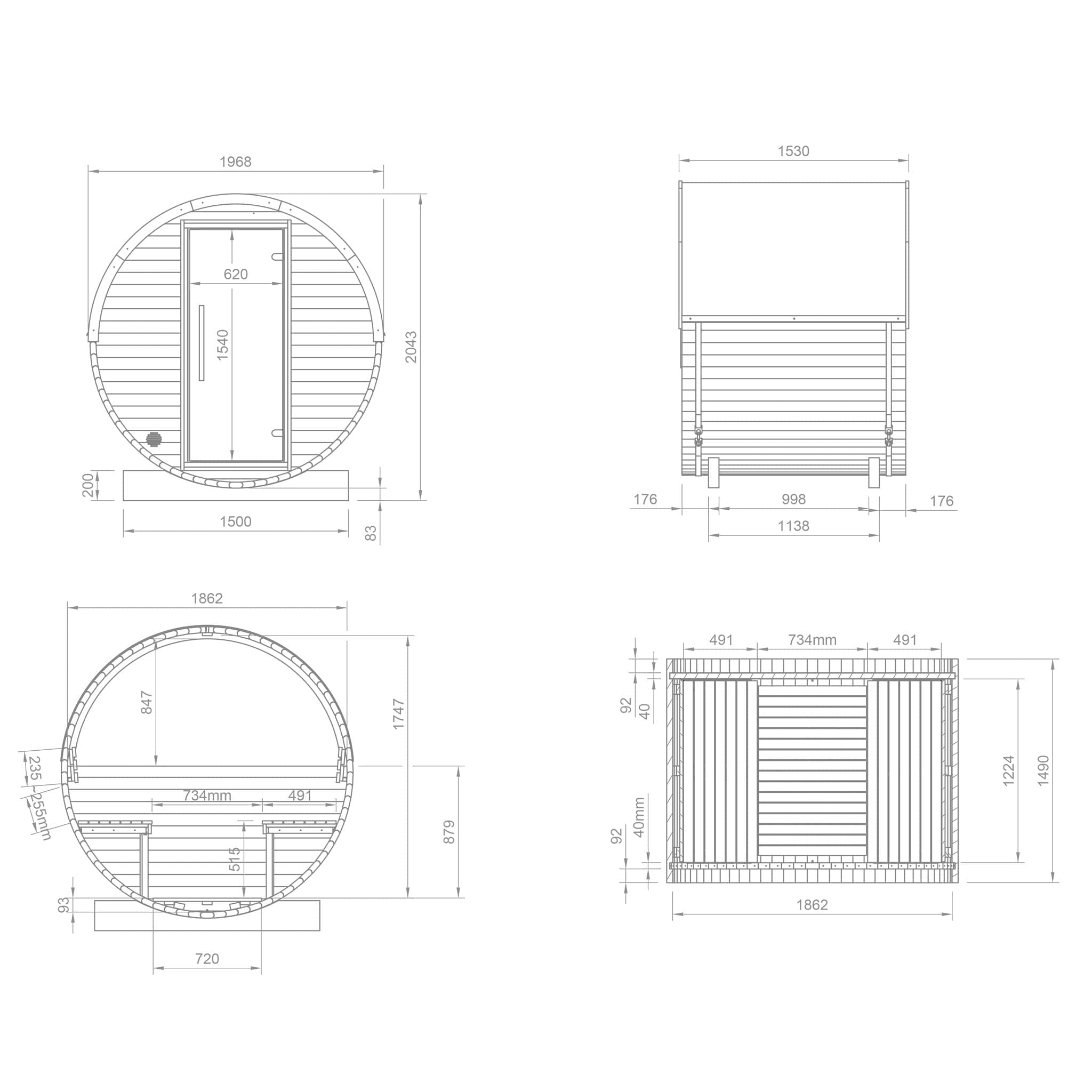 Micro Wood Barrel Sauna (2 Person)